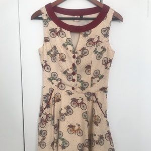 Vintage-style rockabilly dress with bicycle print